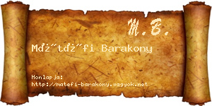 Mátéfi Barakony névjegykártya